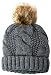 Women's Thick Cable Knit Beanie Hat with Soft Faux Fur Pom Pom