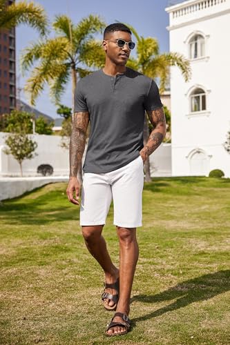 COOFANDY Men Casual Shirt Short Sleeve Summer Basic T Shirt Pocket Soild Tee Top2