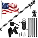 American Flag with Pole for House Outside, Including 5Ft Heavy Duty Flag Aluminum Poles Kit and 100% Polyester 3x5 ft US Flag, No Tangle Spinning Pole and Multi-Position Flag Pole Bracket