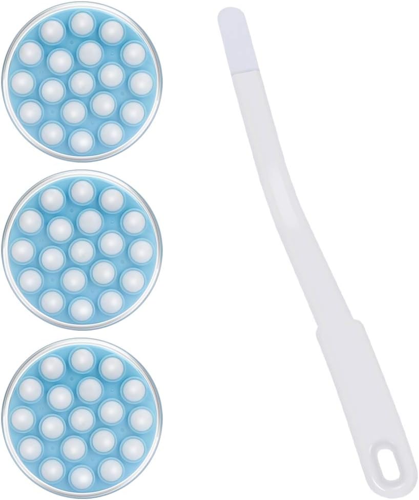 CestMall Body Lotion Applicator - Oil Cream Applicator Long Handle Back Bath Brush Body Massaging Tool with 3 Massaging Head Back Scrubber for Hard to Reach Areas, Apply Cream Lotion to Back, Massage