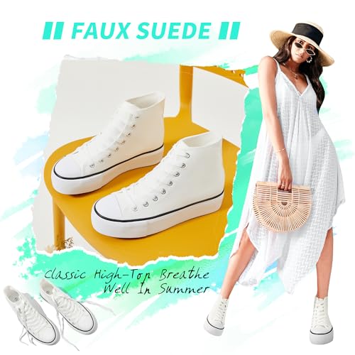 ALTOCIS Women's Comfortable Platform High Top Sneakers, Casual Mid Top Sneaker for Women, Cute Faux Suede Fashion Sneakers, Classic Lace Up Walking Shoes4