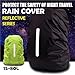JTJIYN Reflective Waterproof Backpack Rain Cover Outdoor Sport Cycling Night Safety Light Raincover Case Bag for Hiking Camping for Hiking, Camping, Traveling(Black 65-75L)