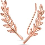 Humble Chic Ear Climber Earrings for Women - Climber Wedding Earrings for Bridemaid- Bridal Earrings for Women - Pink Ear Cuffs Bride Earrings, Rose Gold Earrings Dainty Earrings, 14K Rose Gold Plated