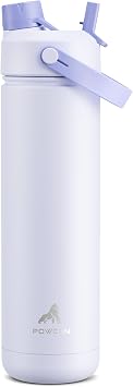 POWCAN Insulated Water Bottle with 2-in-1 Straw and Spout Lid, Keep Cold 24H, Leak-Proof, Fits in Car Cup Holder, Stainless Steel Water Bottle for Sports, School, 769 ml, Lupine