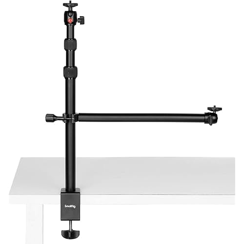 SmallRig Camera Desk Mount Table Stand with Magic Arm and 1/4" Ball Head, 13"-35.4" Adjustable Light Stand, Tabletop C Clamp for DSLR Camera, Ring Light, Live Streaming, Photo Video Shooting - 3992