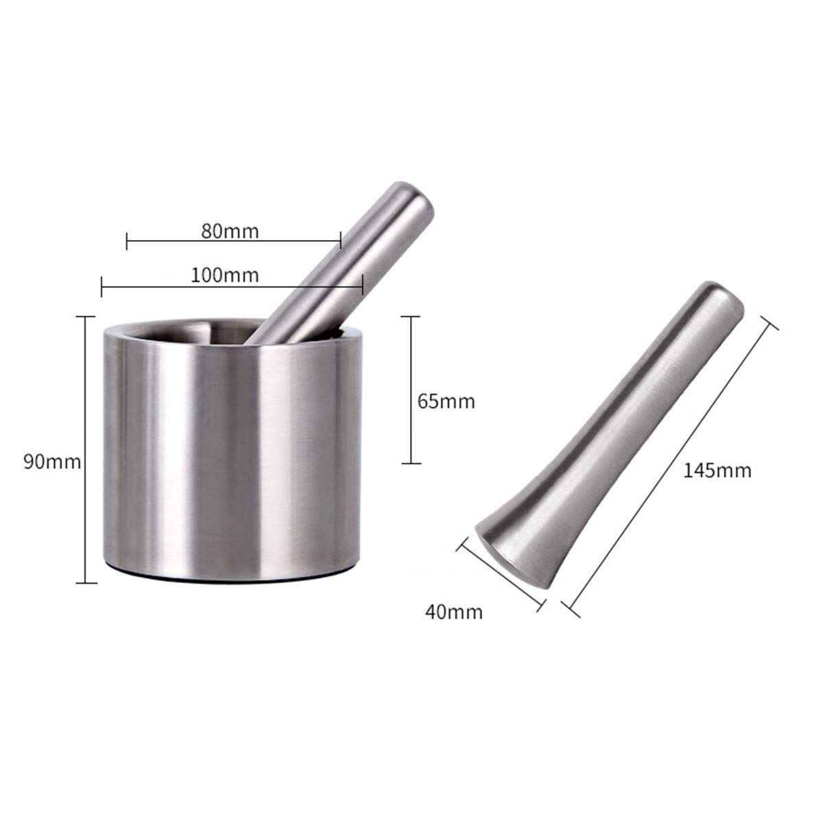 Mörser-Stößel-Set, Mörser- und Stößel-Sets, Edelstahl-Zerkleinerer, Stößel und Mörser-Set, langlebige und leicht zu reinigende Rührschüssel, ideal für Gewürze, Ingwer