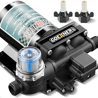 [Upgraded Version] RV Fresh Water Pump, 12V DC Water Pump, 6GPM 70PSI Self-Priming Diaphragm Pump with Pressure Switch and Strainer for RV, Marine, Yacht, Caravan