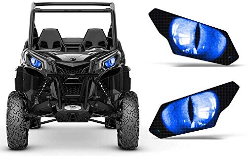 AMR Racing UTV Headlight Eye Graphics Decal Cover Compatible with Can-Am Maverick 1000 X3 Sport - Eclipse Blue