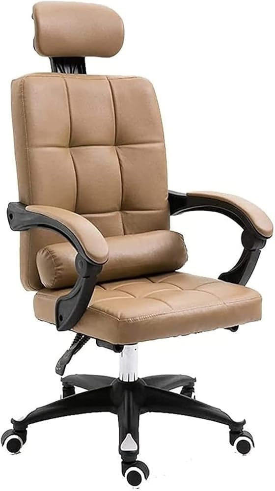 HTTGDGDH Ergonomic High Back Office Chair - Adjustable Pu Leather Swivel Chair For Gaming Executive Seating Home Office & Task Use - Comfortable & Stylish,Caqui