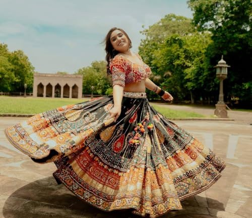 Women’s Navratri Lehenga Choli with Dupatta – Digital Printed Multi-Color Traditional Outfit for Wedding & Festival-V133