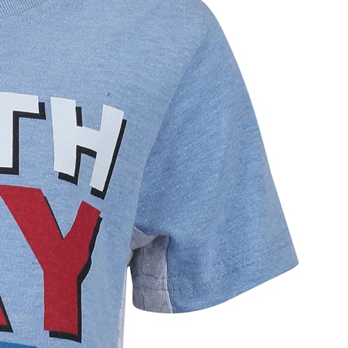 Marvel Avengers Captain America Boys Birthday Short Sleeve Shirt for Toddlers and Little Kids - Blue3