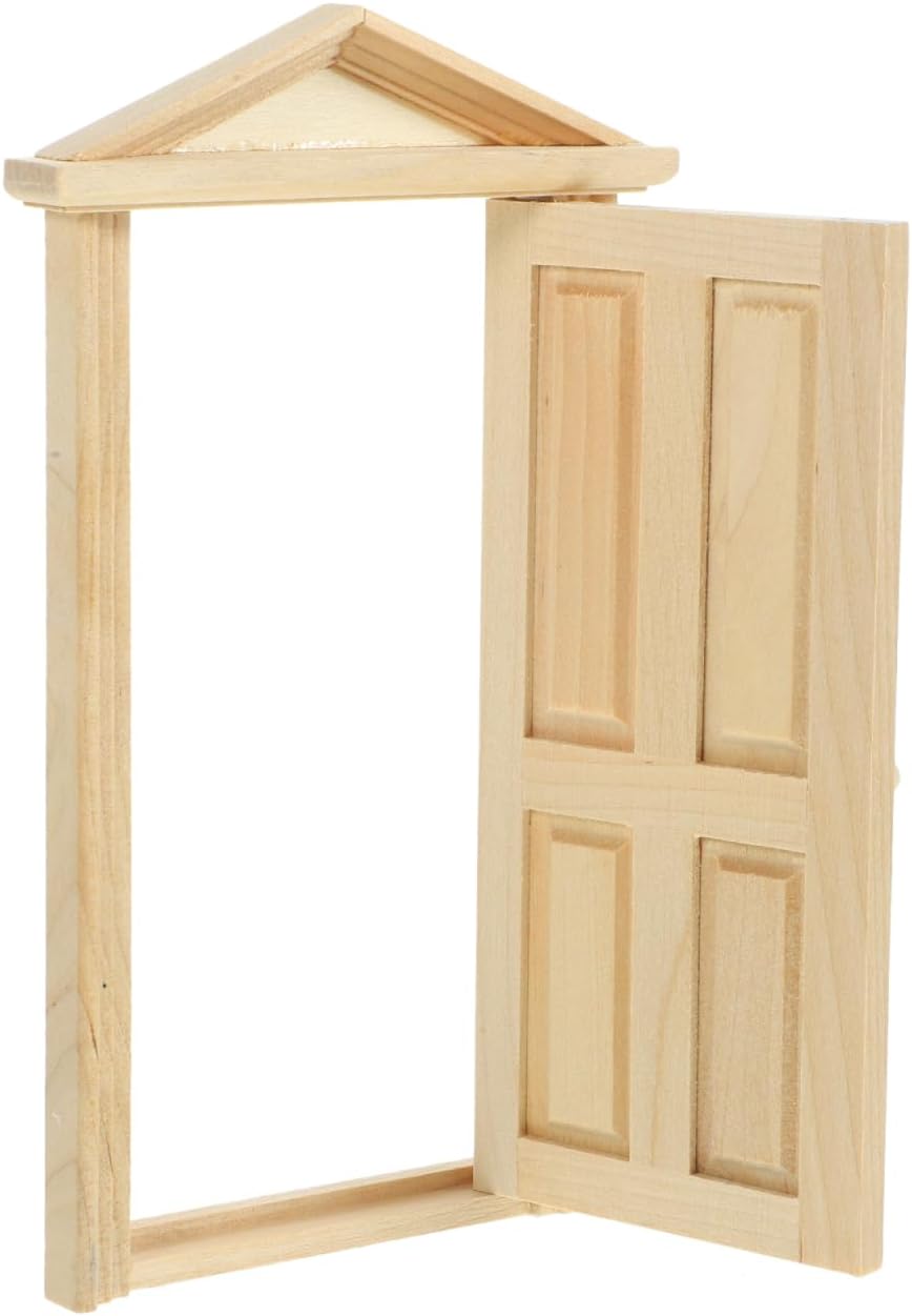 Dollhouse Door, 1:12 Scale Mini Door Fits Wooden Dollhouse Furniture, Unpainted Wooden Doors for DIY Scene Doll Home Craft (6.88 * 4.09in