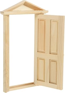 Zerodeko 1 12 Scale Dollhouse Door Model Wooden Miniature Door with Opening Feature Unpainted Mini House Accessory for DIY Dollhouse Building Materials and Room Decor