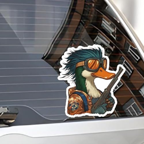 Image of Funny Mullet Duck Sticker - Mallard Madness Decal | Vinyl Duck Decal for Duck Hunting Fans, Humorous Meme Sticker for Adults, for Trucks and Cars
