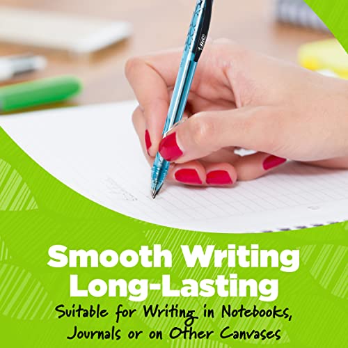 Bic Ecolutions Ocean-Bound Plastic Gel Pens, Medium Point (1.0Mm), 12-Count Pack, Retractable Assorted Ink Pens Made From 78% Ocean-Bound Recycled Plastic Excluding Ink Cartridge #TOP2