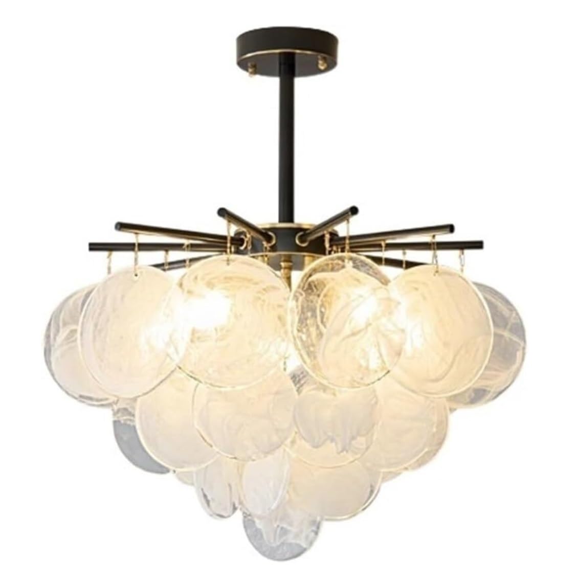 CVdrtyED Kitchen Chandeliers Ceiling Light Glass Chandelier Copper Ceiling Light American Pendant for Bedroom Kitchen Living Room Dining Hanging Lamp(Black,50cm)