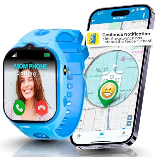 Smart Watch for Kids With GPS Tracker, Video & Audio Call, SOS Alerts, HD Camera, School Mode, Parental Control, Kids Smart Watch With Preinstalled SIM Card, Safe Phone Watch for Boys & Girls (Blue)