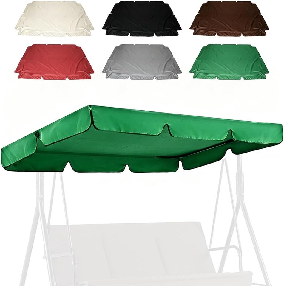Porch Swing Canopy 56x47in 75x47in 84x48in Waterproof Patio Swing Canopy Replacement Top Cover for Garden Swing Chair Patio Hammock 2-3 Seater(Black,77x49in-195x125cm)