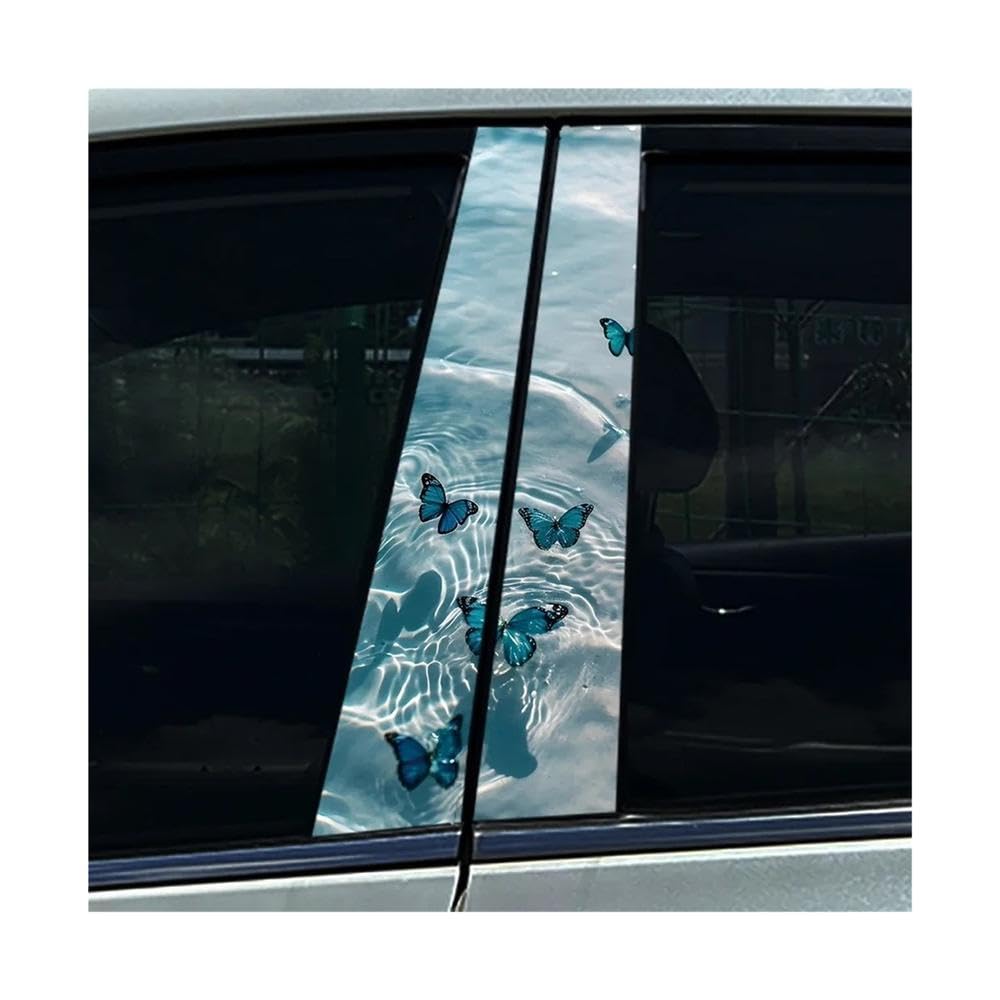 Bertdcx N Butterfly Car Stickers Diy Car B-Pillar Cover Scratches Pet Decals Auto Parts(,2Pcs)
