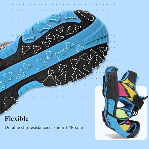 Image of JMFCHI Boys Girls Sports Sandals Summer Kids Closed Toe Outdoor Sandals Athletic Water Shoes Sandals Child Pool Beach Sandals Quick Drying Slip Resistant | Little /Big Kid,Comfortable lightweight,Non-slip soft sole,Hook-and-loop closure,Easy wear,Anti-collision toe,Daily casual