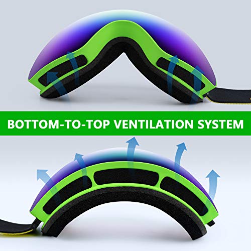HONGDAK Ski Goggles Snow Snowboard Snowmobile Men Women Youth Kids Anti Fog Winter Sports Snowboarding Skiing Goggles - Thumbnail 3