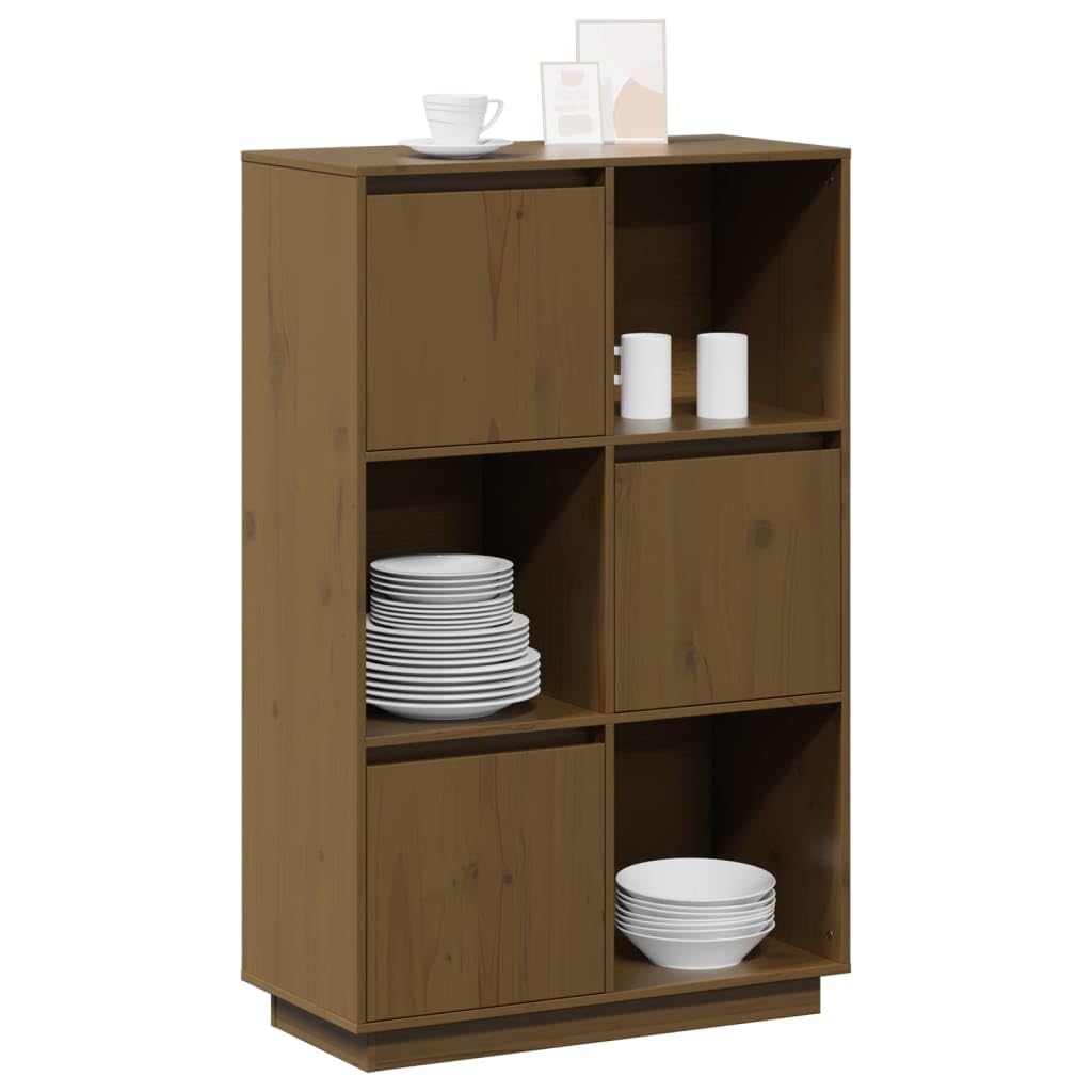 VidaXL Solid Pine Wood Highboard - 67x40x108.5cm, 6-Door Storage Cabinet For Living Room, Bedroom Or Office-742162