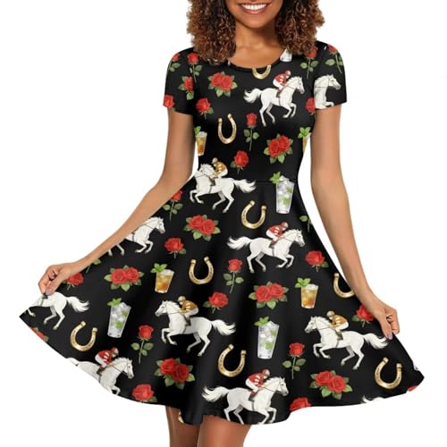 Image of Biyejit Women's Summer Casual Short Sleeve T-Shirt Swing Dress Crew Neck Plus Size S-4XL