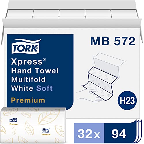 Tork Xpress Soft Multifold Hand Towel White H2, Premium, Fast Absorbency, 32 x 94 towels, MB572