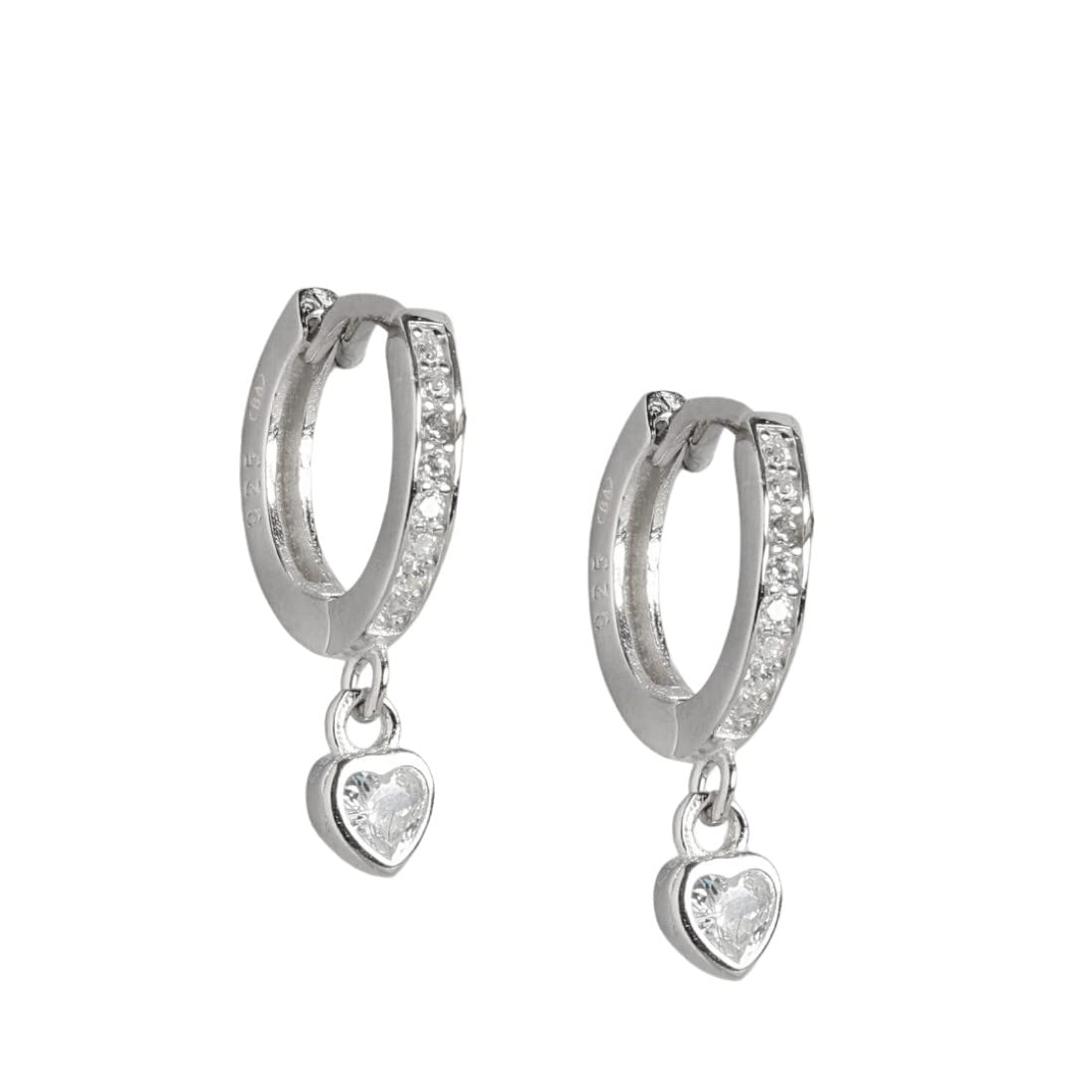 ZAVYA 925 Sterling Silver CZ Heart Silver Plating Hoop Earrings | Gift for Women and Girls | With Certificate of Authenticity and 925 Hallmark (B0BT7GTFW6) Amazon Price History, Amazon Price Tracker