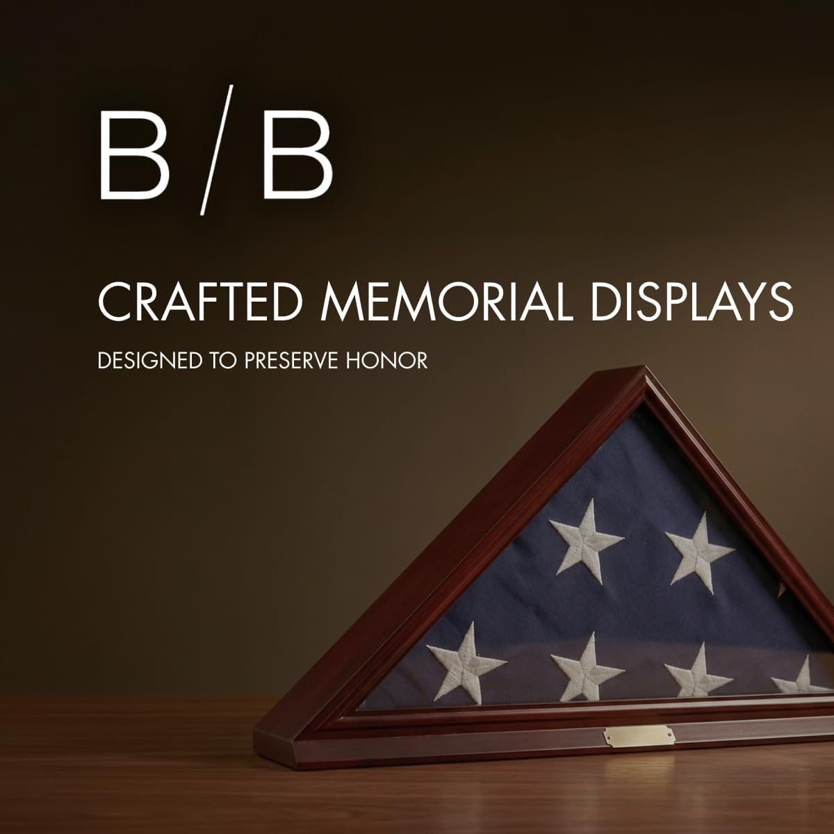 Custom Personalized Solid Wood Triangle Glass Front Flag Display case