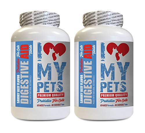 I LOVE MY PETS LLC Digestive enzymes Cats - CAT Digestive AID - Healthy PROBIOTICS - Chews - Digestive Help for Cats - 120 Treats (2 Bottles)