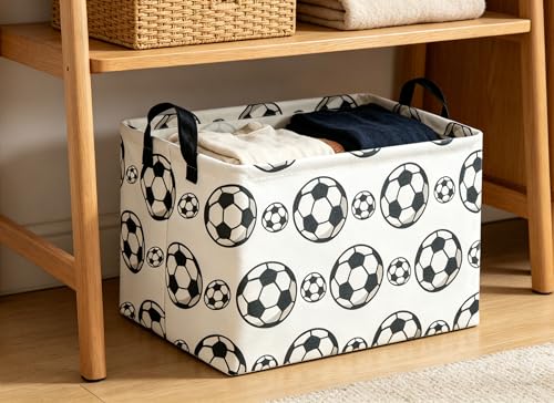 Image of Rectangular Soccer Basket Storage Bin Organizer Box Room Decor for Home(Soccer)