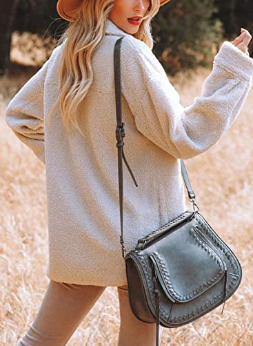 Nirovien Womens Oversized Fleece Jakcets Button Down Sherpa Shacket Fuzzy Coats Casual Warm Teddy Outwear with Pockets3