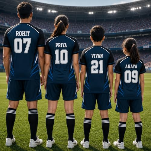 Image of Teemates Custom Team Sports Jersey Personalized Name Number Shirt for Men Women Kids, Custom Logo Athletic Jersey, Quick Dry Performance Team Uniform for Football Cricket Volleyball