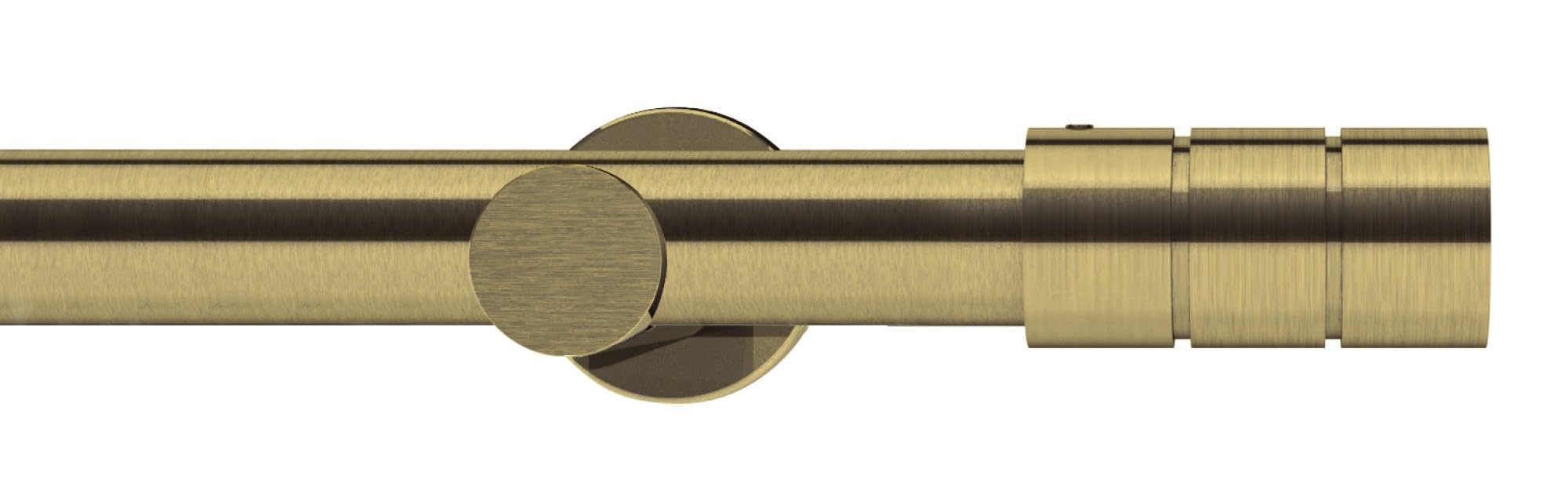 Eyelet Curtain pole set - Metal - 28mm - Swish Contemporary Round Brackets with Brooklyn Barrel Finials, Antique Brass (200 cm)