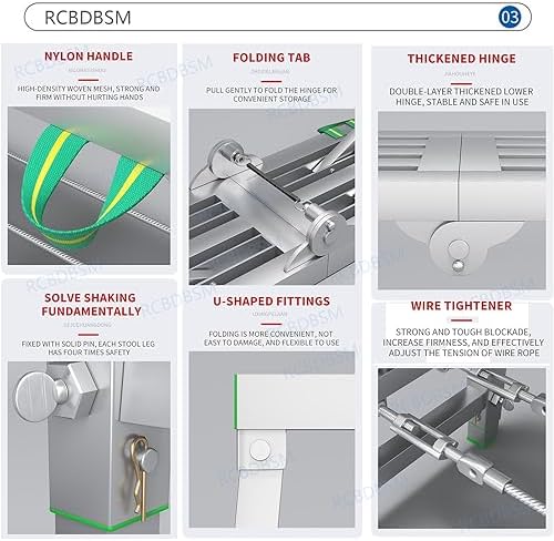 Portable Adjustable Scaffold Tower Ladder - 800 lbs Capaci, Folding Work Platform & Stool - Heavy-Du Carbon Steel, Multipurpose Work Bench, 140x30 cm
