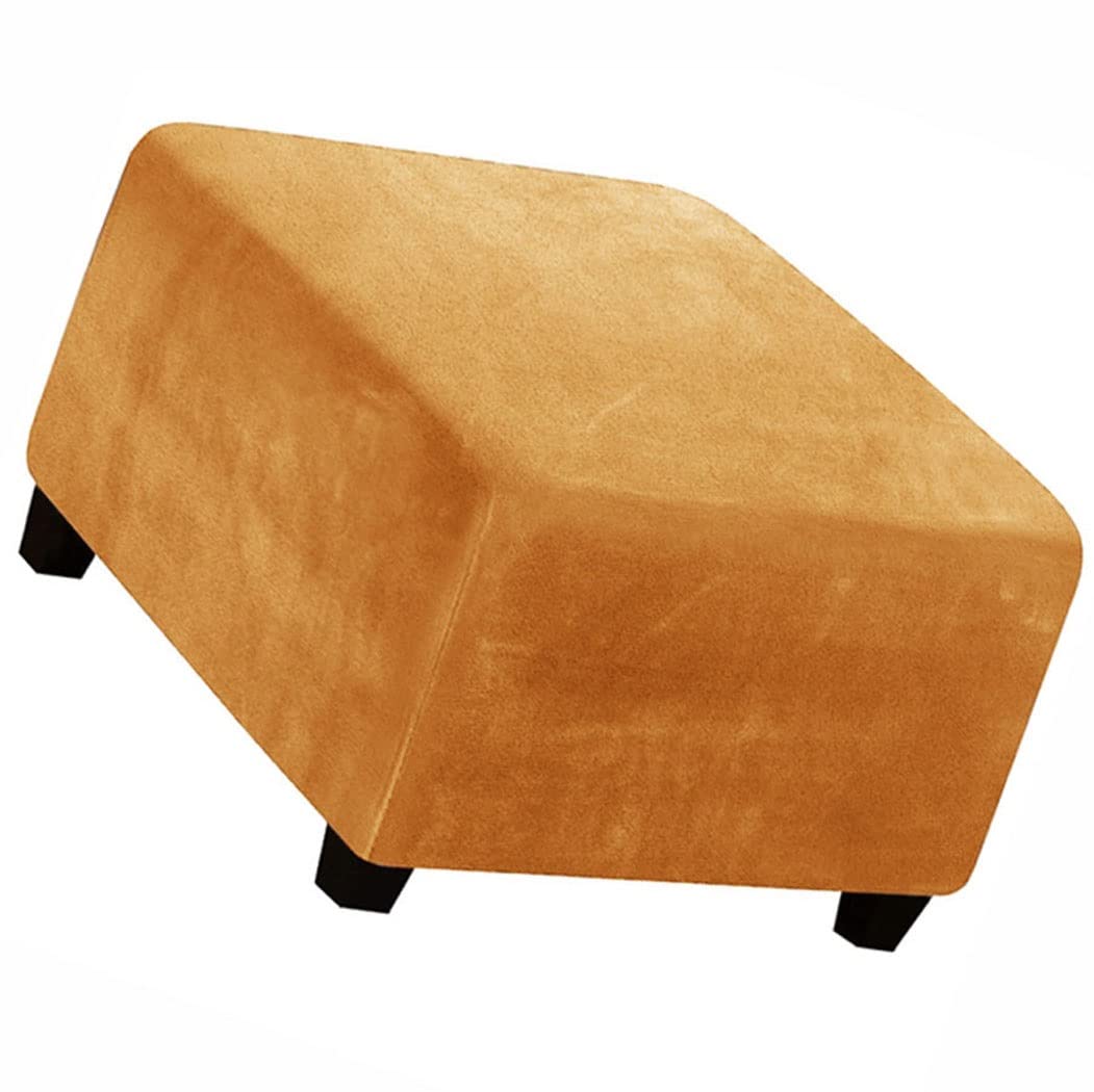 ZZDZW Square Ottoman Slipcover Velvet Small/Medium/Large Stretch Ottoman Cover Slipcover for Wingback Chair Stool Protector cover/Sofa Leather Storage Footstool (Color : Camel, Size : 33-45cm)