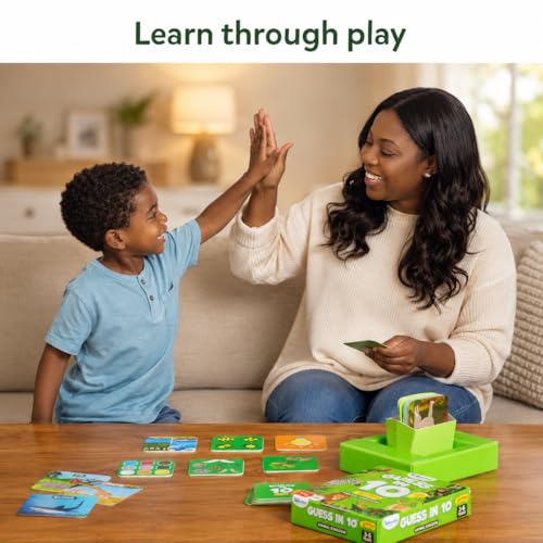 Image of Skillmatics Guess in 10 Junior - Animal Kingdom, Card Game for Preschoolers | Animal Trivia, Fun Guessing Game, 35 Game Cards, 10 Guider Tiles, Travel-Friendly, Gift for Kids Ages 3, 4, 5, 6,