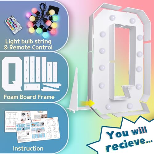 Image of Imprsv Colorful Marquee Letters 4 Feet Tall, Large Light up Letters Q