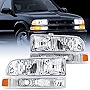 Nilight Headlight Assembly for 1998 1999 2000 2001 2002 2003 2004 2005 Chevy Blazer Headlights 1998-2004 Chevrolet S10 Pickup Replacement Headlamp Housing Bumper Lights, 2 Years Warranty
