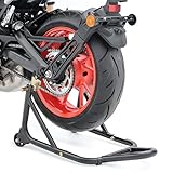 Die einfache Handhabung ermöglicht leichtes Aufbocken mit nur einer Handbewegung und geringem Kraftaufwand. Hinzukommend unterstützen solide Rollen die Leichtgängigkeit des Motorrad Hinterrad Heber.