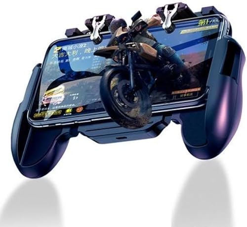 ET-F06 Rechargeable Radiator Cooling Pad Fan Game Controller PUBG Mobile Controller Joystick Turnover Button Gamepad for PUBG iOS Android Six Finger Operating Gamepad With Cooling Fan