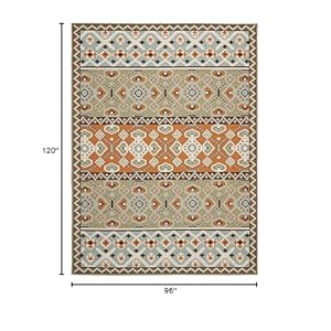 SAFAVIEH Veranda Collection Area Rug - 8' x 10', Green & Terracotta, Boho Design, Non-Shedding & Easy Care, Indoor/Outdoor & Washable-Ideal for Patio, Backyard, Mudroom (VER093-0742) SAFAVIEH Veranda Collection Area Rug 8 x 10 Green Terracotta Boho Design Non Shedding Easy Care IndoorOutdoor Washable Ideal for Patio Backyard Mudroom VER093 0742
