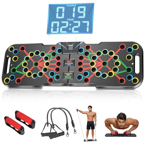 Push Up Board, with Automatic Count & Timer, 41 Push Up Bar, Updated Foam Handles, Portable Home Workout Equipment, Push Up Strength Training Equipment
