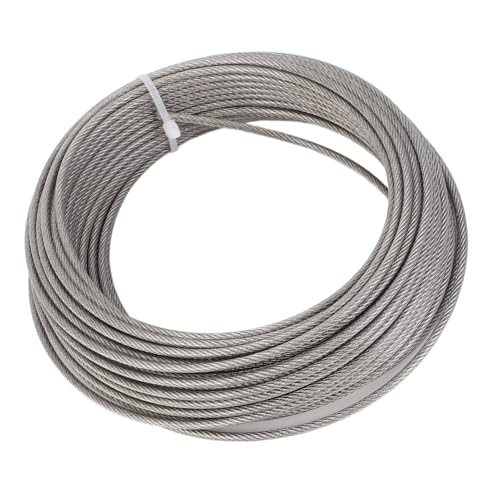 Steel Wire Cable Kit UV Resistant, 165ft 3mm, 304 Stainless Steel for Clotheslines, Garden Climbing Plant Support