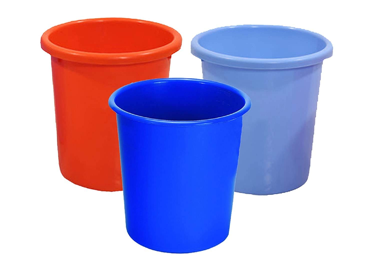 Kuber IndustriesPortable Waste Bin/Dust Bin/Rubbish Bin/Trash Can/Garbage Bin-Homeware Set Of 3 Pcs (Assorted Color) Code14, Kubmart04417, 24X24X25 Cm, Multi