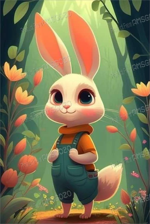 RMSGOZO 5D Cartoon Rabbit Diamond Painting Kits for Kids - Cute