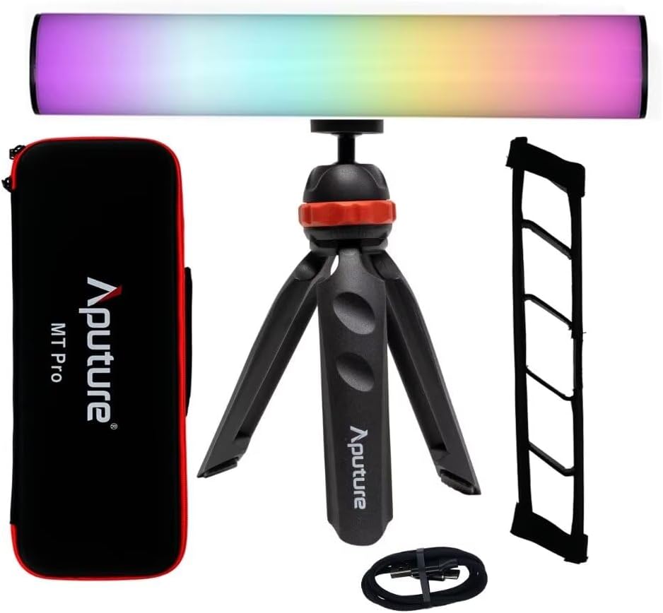 Aputure MT Pro,RGBWW Mini Tube Light,2,000K - 10,000K Led Video Light Wand,Pixel-Mappable,Built-in 9 System FX App Control for for Vlogging, Photography, Zoom Call TikTok Video Fill Light