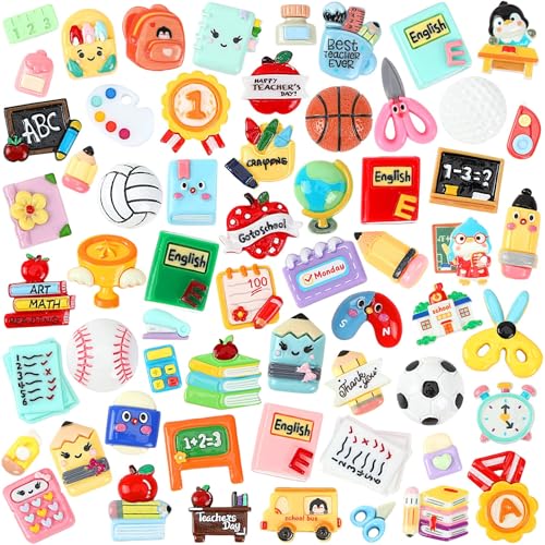 DTOFOOT 60Pcs Back to School Flatback Charms,Pencil Book Resin Craft Charms by DTOFOOT - Used condition - US$8.09