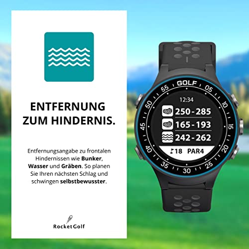 RocketGolf-Reloj-de-golf-Par4-GPS-telemetro-sencillo-y-sencillo-funcion-de-golf-38000-campos-de-golf-distancia-de-obstaculos-podometro-actualizaciones-gratuitas